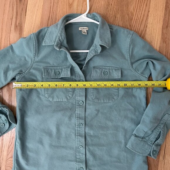 LL Bean Women's Teal Blue Long-Sleeve Flanel Button-down Size Small - Picture 2 of 6